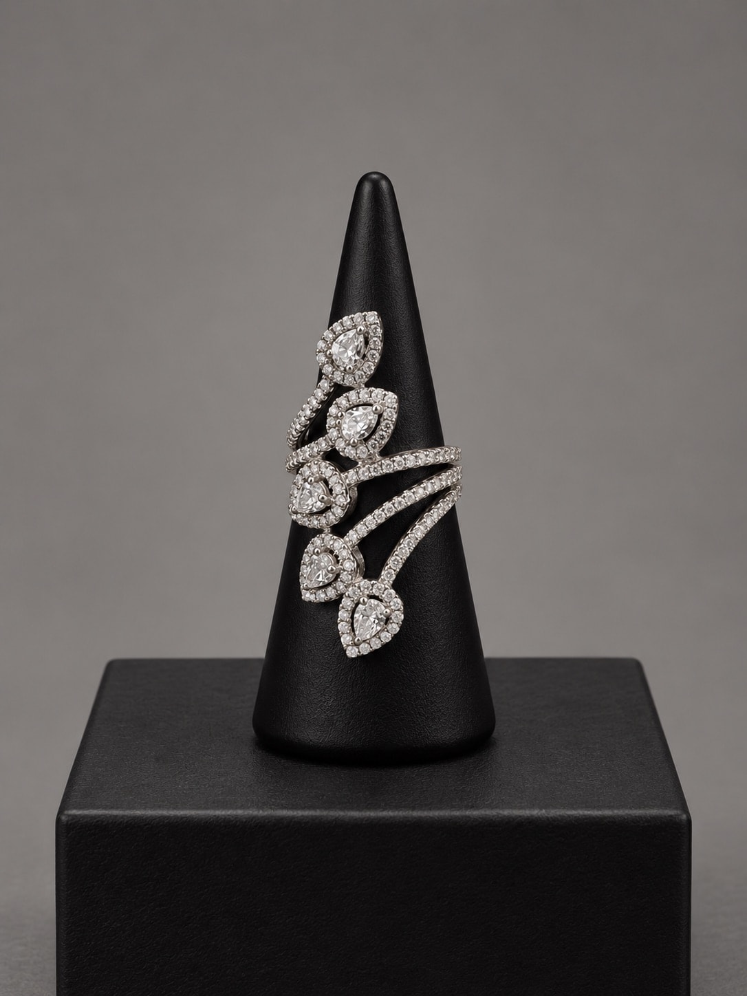 Pear Halo Statement Ring