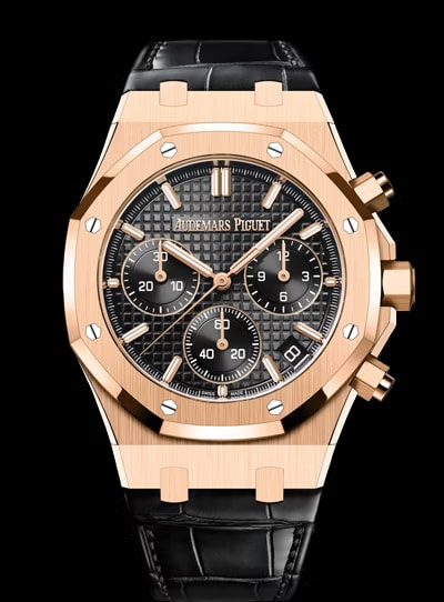 Royal Oak Chronograph 41mm — Rose Gold Black Leather