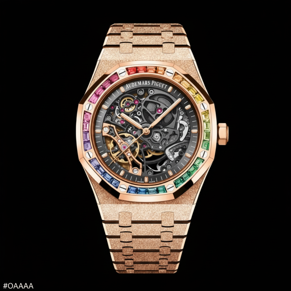 Royal Oak Frosted Gold Openworked — Rose Gold Rainbow