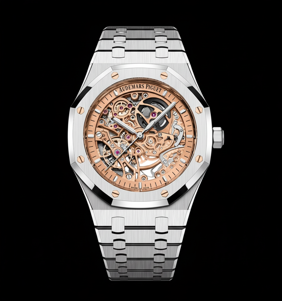 Royal Oak Skeleton — Steel Rose Gold Dial