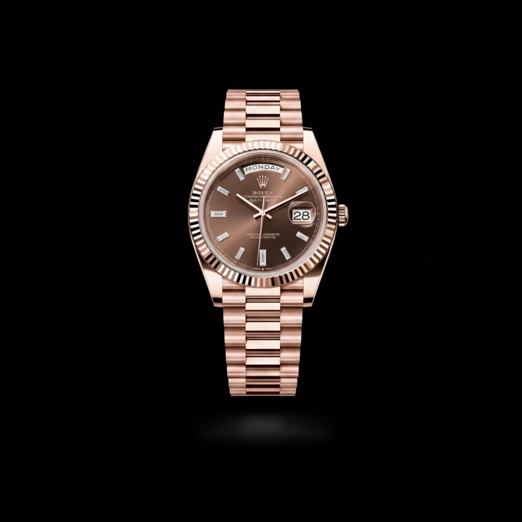 Day-Date — Rose Gold Chocolate Baguette Dial President