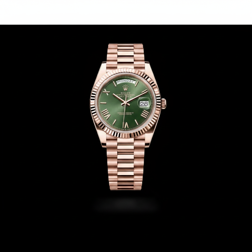 Day-Date — Rose Gold Green Fluted (Olive)