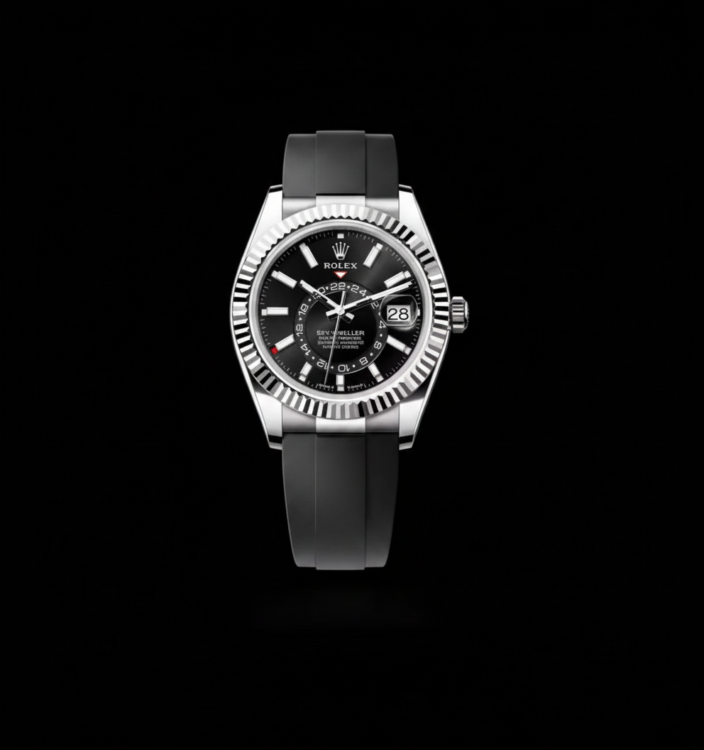 Sky-Dweller — White Gold Black Rubber